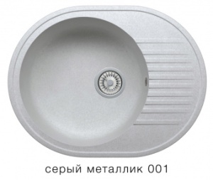 Мойка круглая с крылом 575х455, кварц, серый металлик, R122