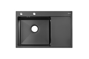 Мойка прямоугольная с крылом ARONA ARS 780х505 L BLACK PVD NANO, нерж.сталь