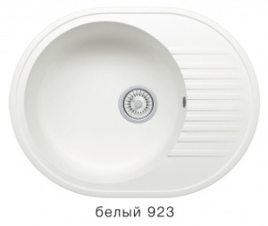 Мойка круглая с крылом 575х455, кварц, белая, R122