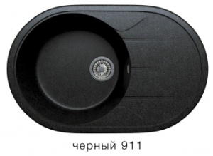 Мойка круглая с крылом 775х500, кварц, черная, R116