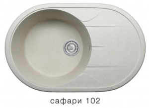 Мойка круглая с крылом 775х500, кварц, сафари, R116